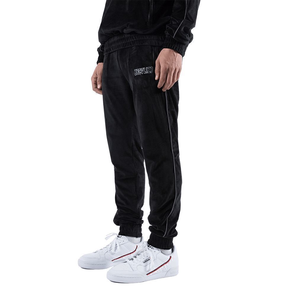Velour Men's Track Pants Joggers Black Size Small